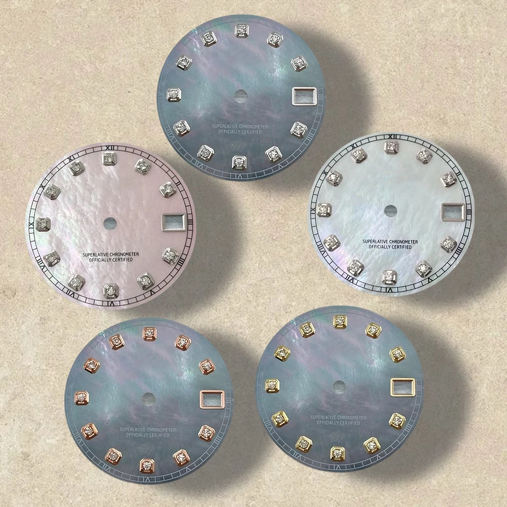 

28.5mm S Logo Fritillaria Diamond Dial Fit NH35/NH36/4R/7S Japanese Movement High-Quality Watch Modification Accessories