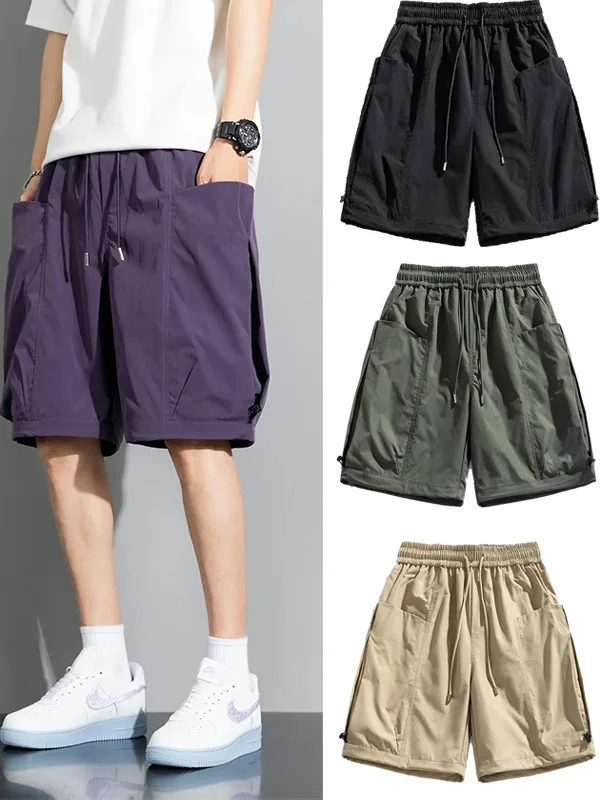 

Мужские летние брюки в японском ретро-стиле, свободные, прямого кроя, с множеством карманов, средней длины, молодежные, повседневные