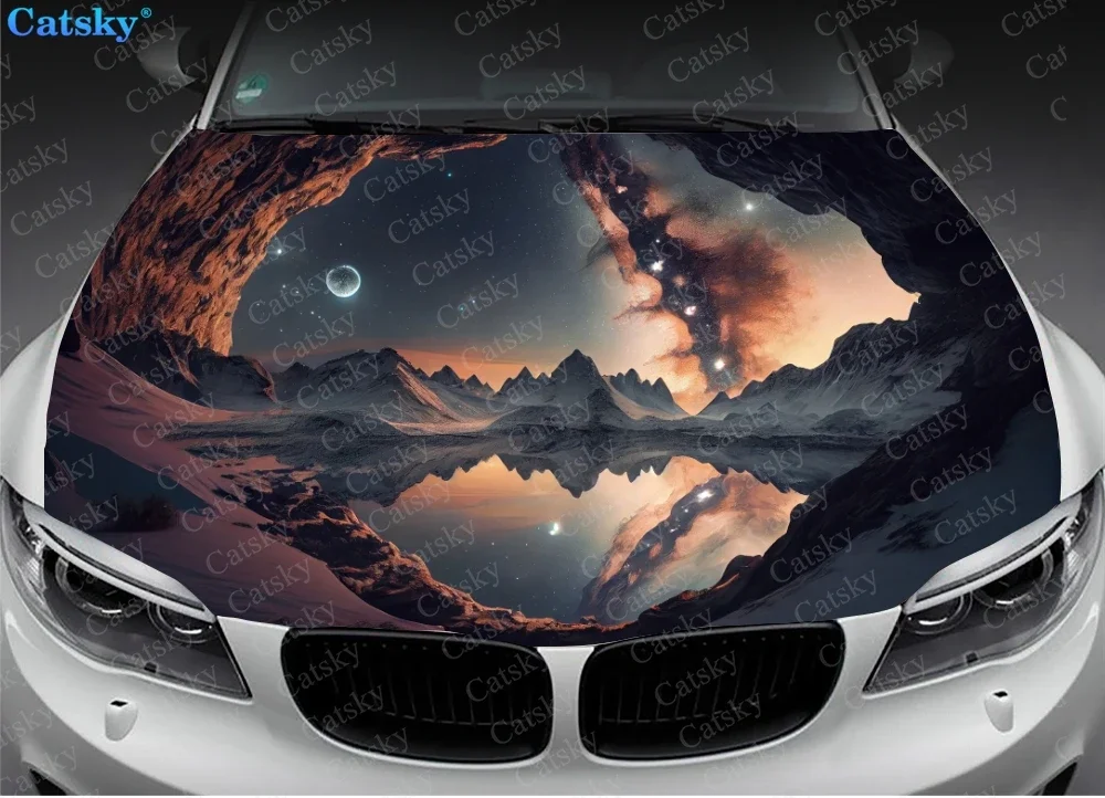 Nature Landscape Galaxy Mountain Car Hood Vinyl Stickers Wrap Vinyl Film Engine Cover Decals Sticker on Car Auto Accessories