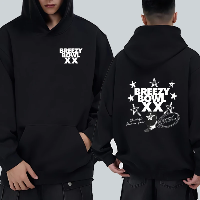 

Chris Brown Breezy Bowl XX 2025 Tour Double Sided Printed Hoodie Hip Hop Trend Vintage Men Women Fashion Casual Pullovers