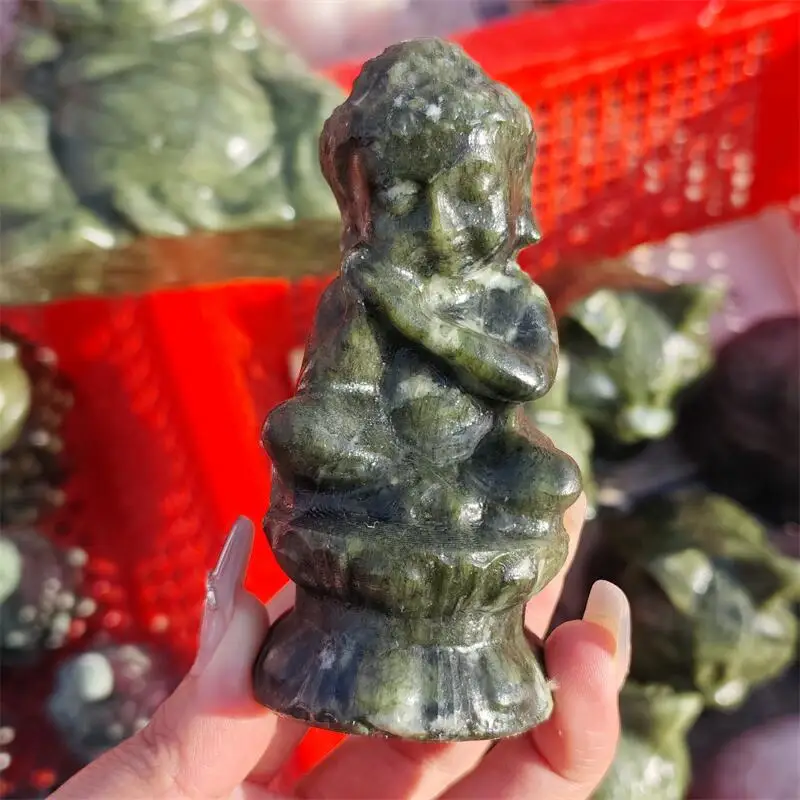 

Natural Ophiolite Sleeping Buddha Carving Crystal Healing Halloween Gift Festival Craft For Decoration 1pcs