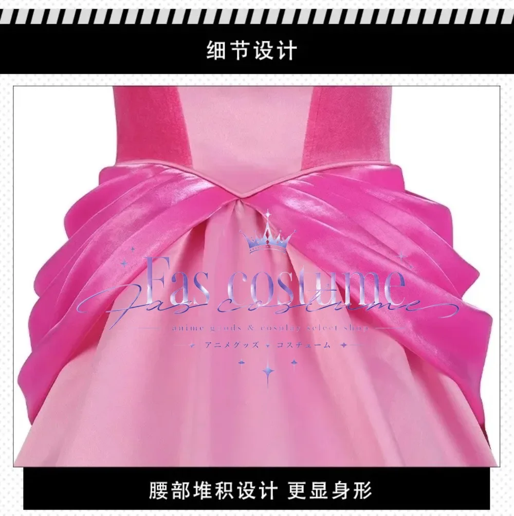 Princess Peach Cosplay Costume Super Bros Costume Pink Lolita Princess Dress Crown Earrings Gloves Halloween Christmas Girl Gift view 3