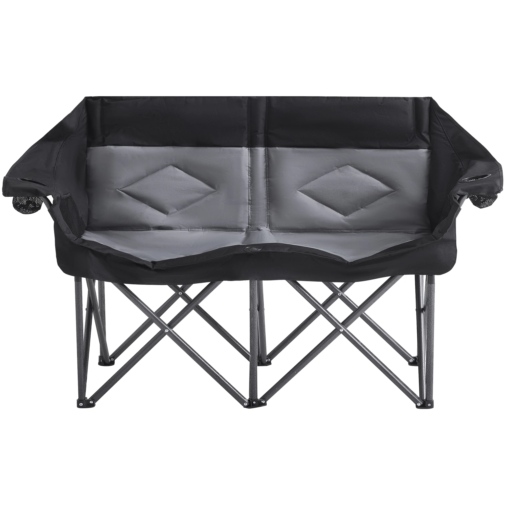 

Oversized Double Camping Chair For Adults, Padded Folding Loveseat With Cup Holders, Side Pockets, Heavy Duty Outdoor Lawn Chair