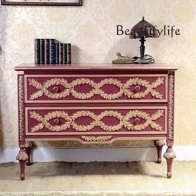 

American rural entrance cabinet solid wood entry partition living room decoration door decoration end view table