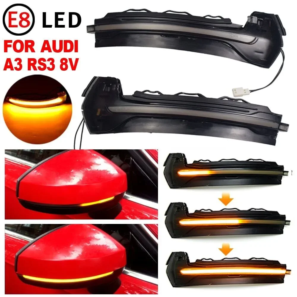 2pcs For Audi A3 8V S3 RS3 LED Dynamic Turn Signal Light Flashing Rearview Mirror Indicator Turn Light For Audi 2014-2020