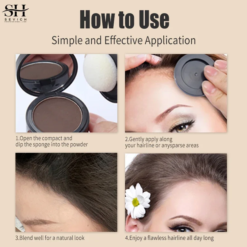 SEVICH Hairline Shadow Powder With Brush Water Sweat Resistant Hair Loss Concealer Bald Spot Concealing Hair Powder Women Men