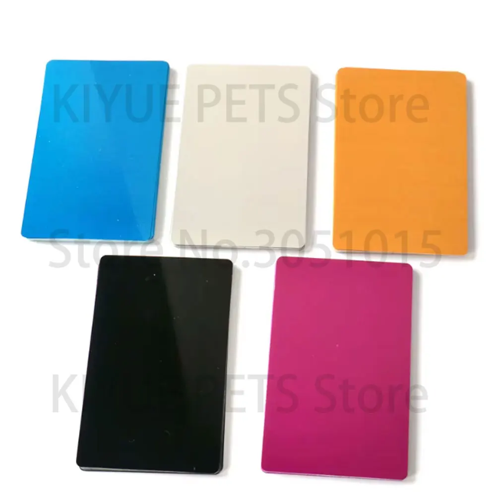 Toptan 100 Adet Isim Plakası Alüminyum Kart Köpek KIMLIK Etiketi Lazer Kazınmış Metal İş Ziyaret Isim Kartları Boş Etiketler Siyah Gümüş