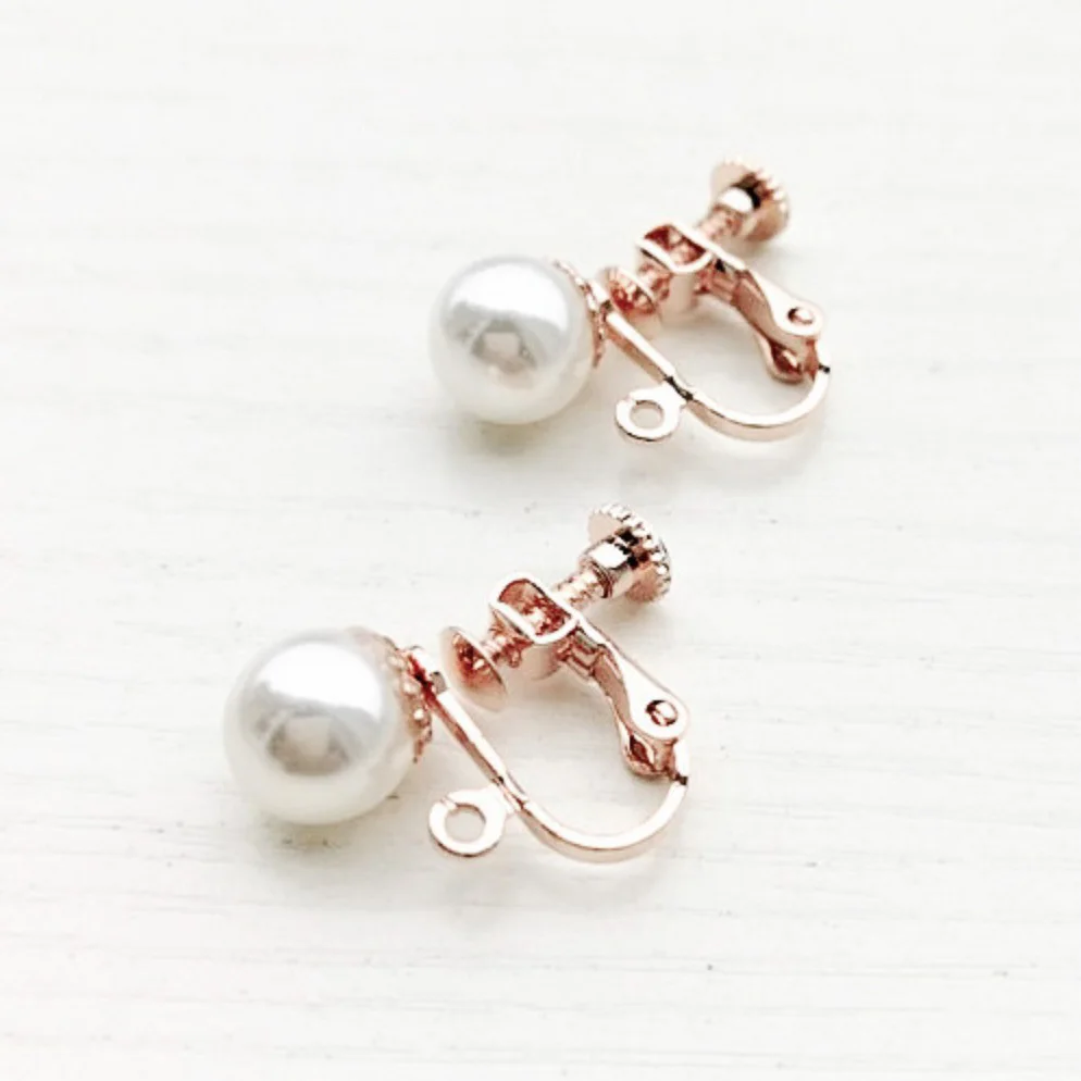 5pair/lot stainless steel U Shape Screw Ear Clip Earring Settings 8mm bead Base blank Bezel Fit DIY Ear Jewelry Making