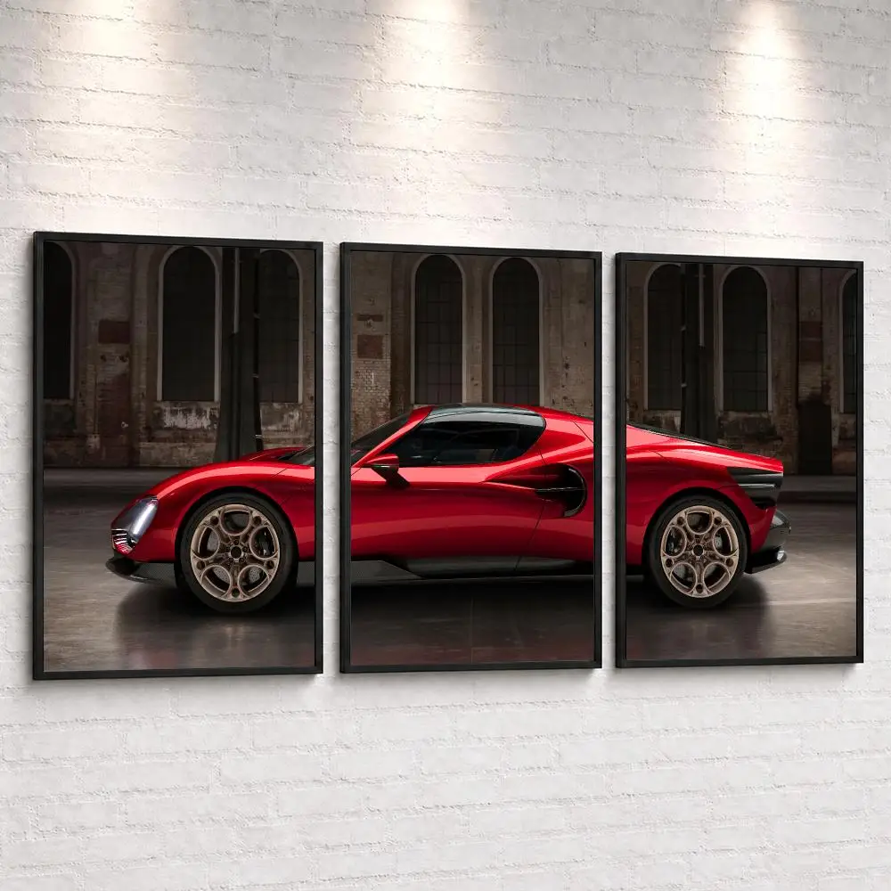 Classic Sports Car R-ROmeo 33 Painting Calligraphy Canvas Poster Set Wall Artwork Prints for Bedroom Living Room Home Decor Gift