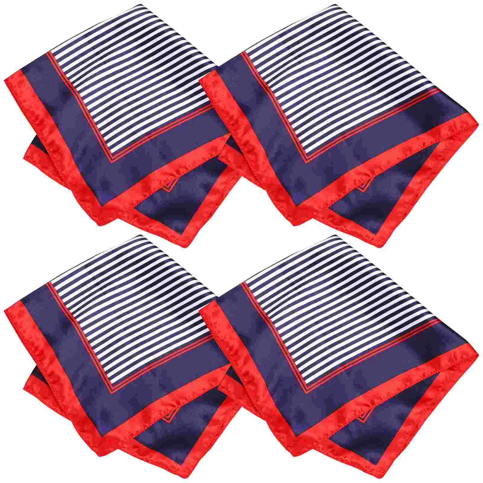 Petit Foulard Rouge à Rayures Bleues pour Femme, Tenue d'Affaires, pour Pendentifs de Rêves, Sac à Main de Marin, 4 Pièces