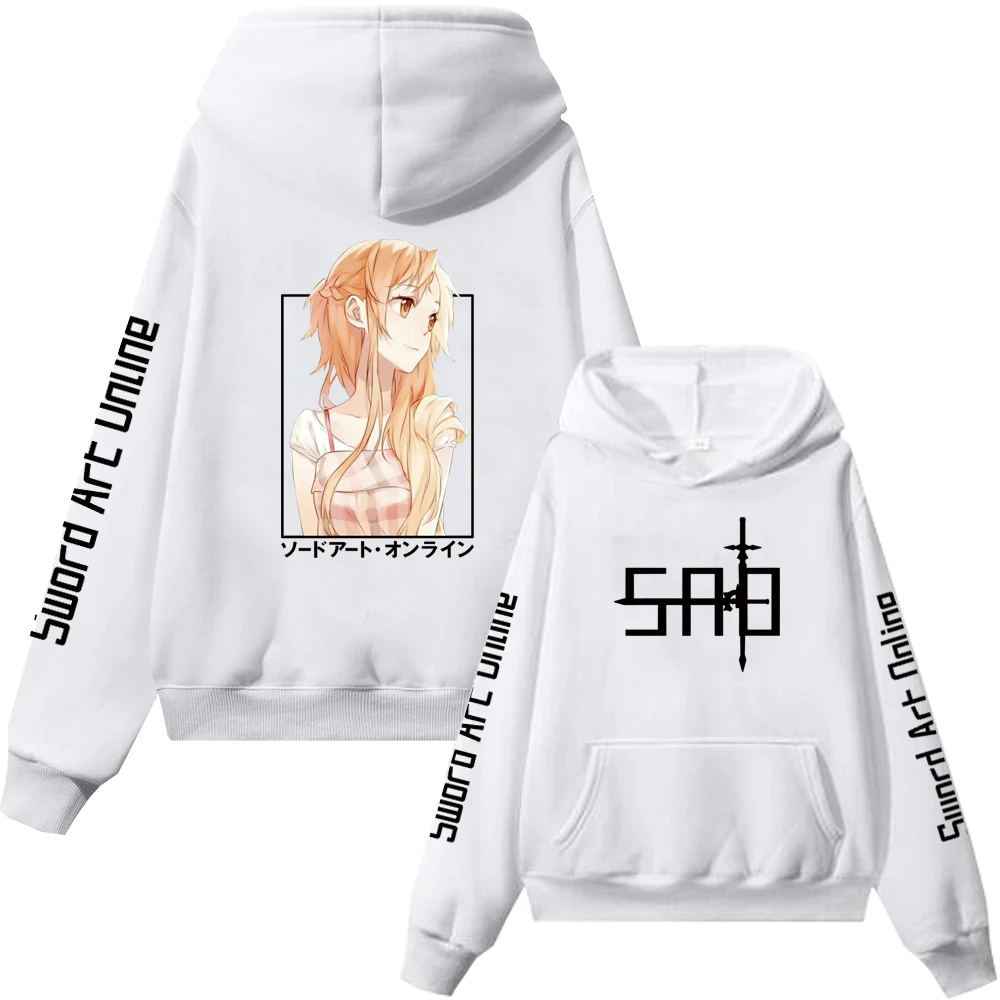 Sword Art Online bluza z kapturem z kapturem i Asuna z motywem Anime Plus Size, mężczyźni, kobiety, para bluzy Harajuku z długim rękawem, sweter dla