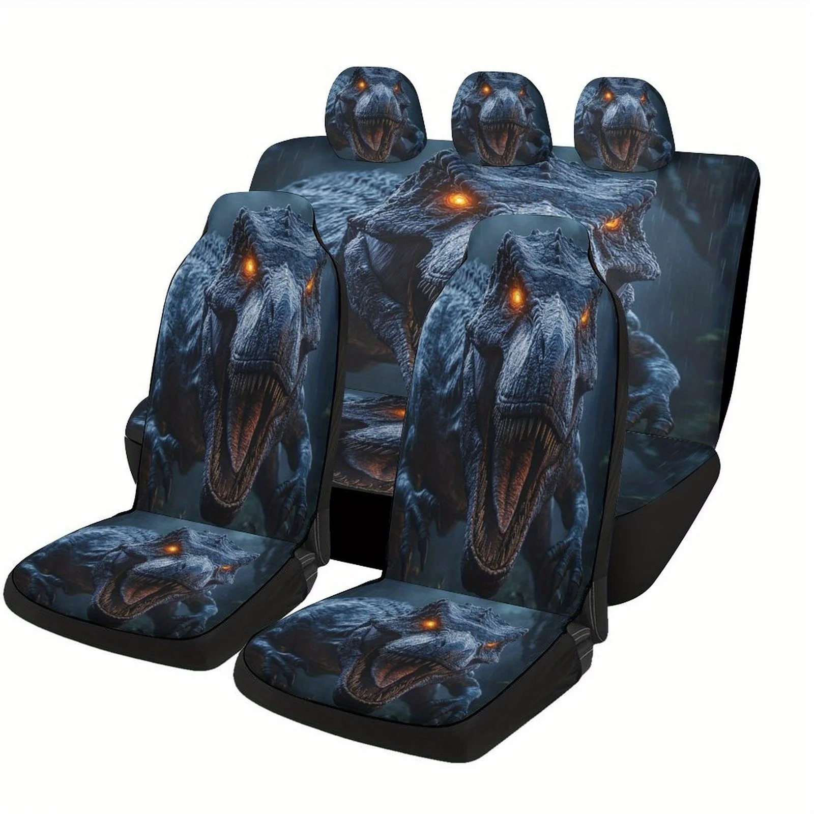 

Комплект чехлов для автомобильных сидений T-Rex Roar, предназначенный для большинства автомобилей, модные декоративные чехлы для автомобильных сидений, полный комплект, чехлы для автомобильных сидений