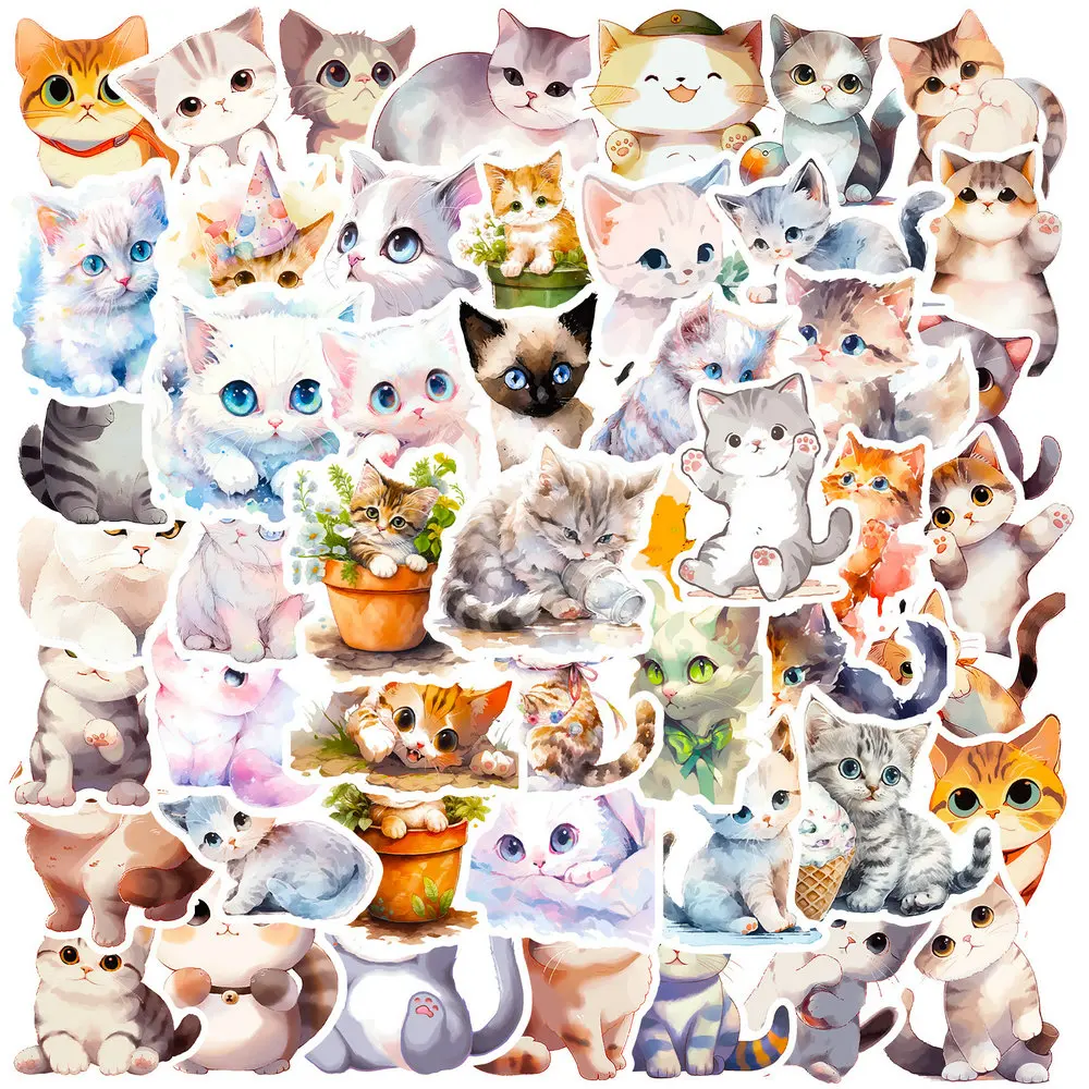 New 10pcs-50pcs-100pcs Animal Cute Cat Children's reward Stickers DIY Creative Lovely and charming Self-adhesive Label Kids Toy