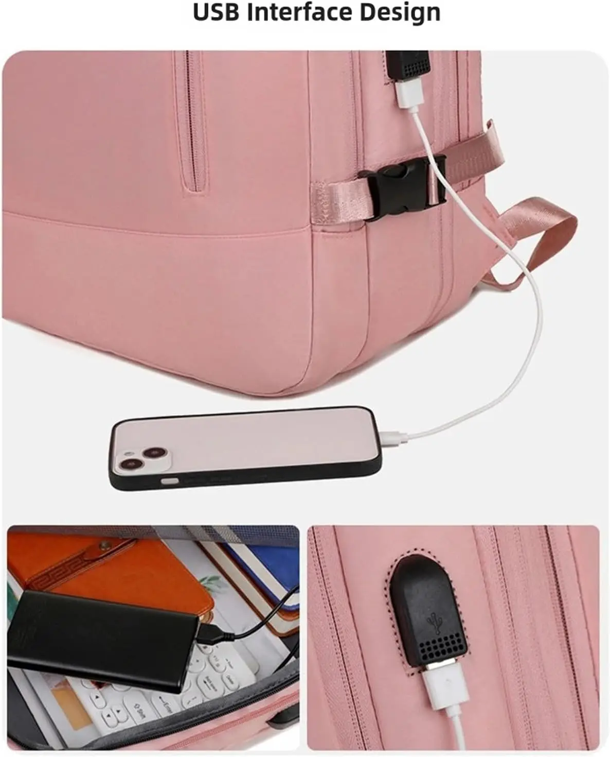 Pink Travel Backpack Teenager Large Capacity Luggage Carry on Laptop Computer Backpack Women Lightweight Waterproof Travel Bag