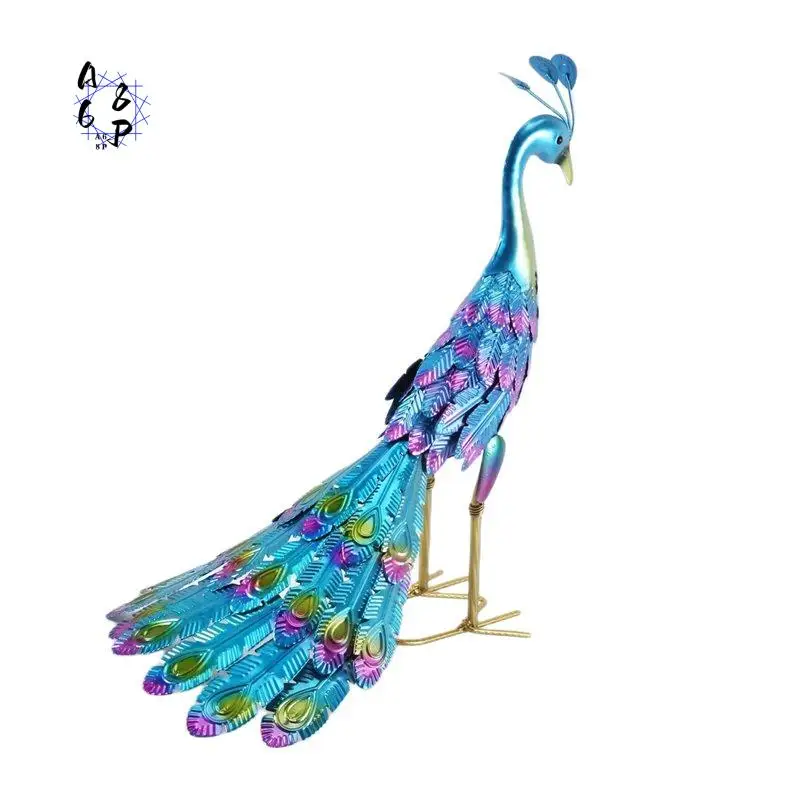 

A68P-1 PCS Multicolor Metallic Peacock Statue Outdoor Garden, Patio, Deck, Porch-Yard Art Decoration Metal
