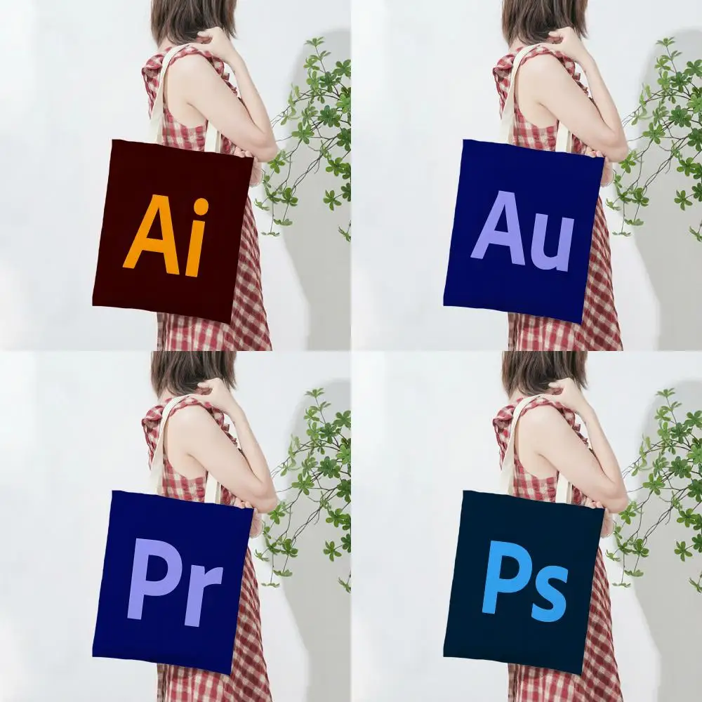 

Creative Professional A-Adobe A-AI P-PR ICONS Storage Bags Lightweight Printed Canvas Bag Portable Daily Shopping Shoulder Bag