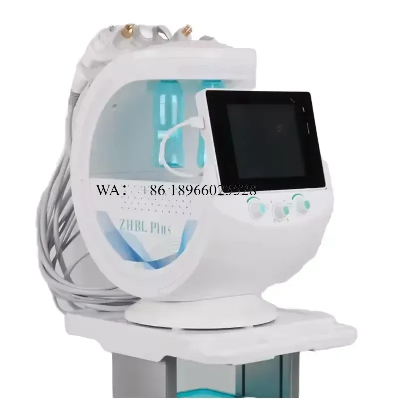 WMWMNU 7 in 1 Hydrofacial Analyzer Smart Ice Blue Microdermabrasion Oxygen Facial Device for Salon Spa Equipment