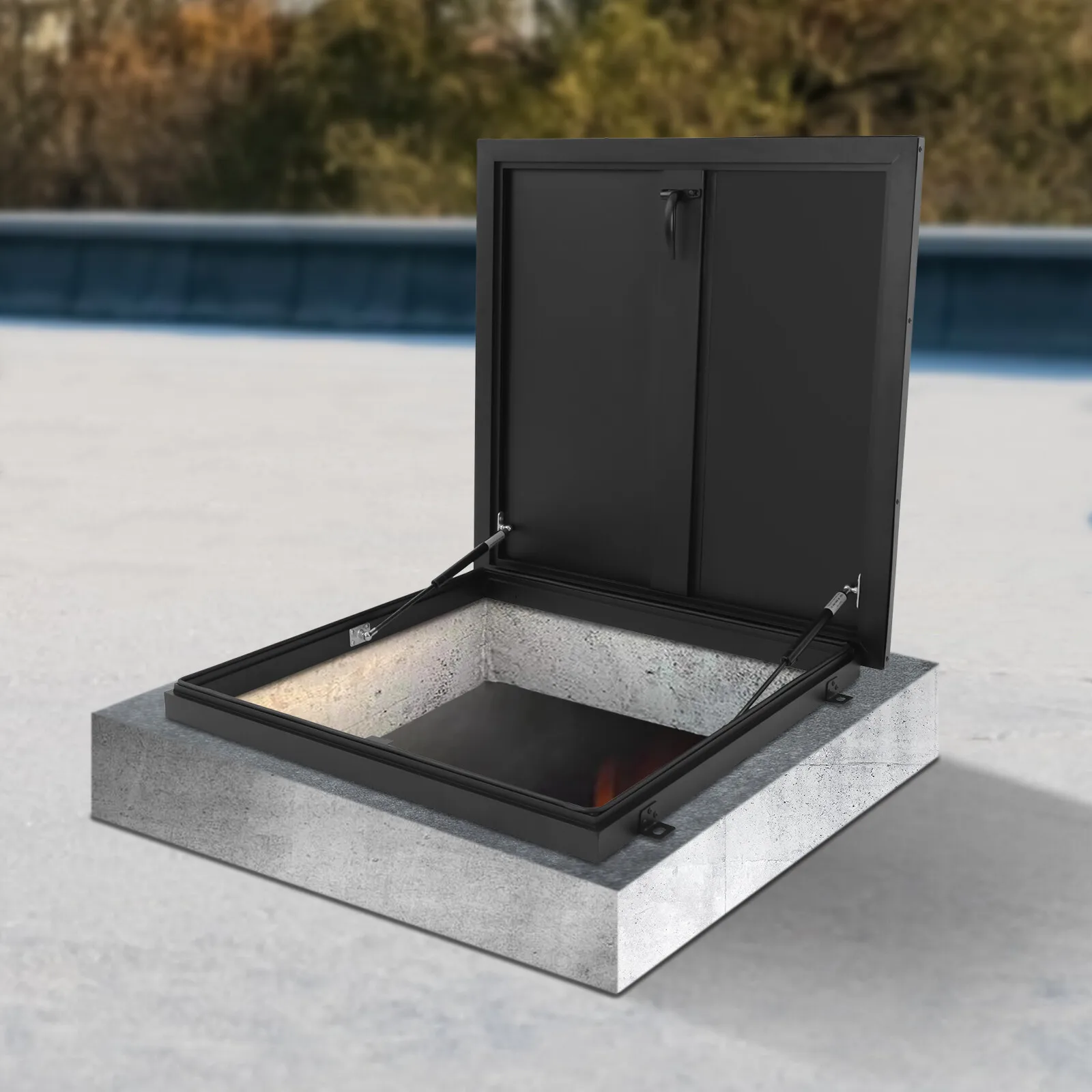 

Black Square Roof Hatch Premium Aluminum Alloy - Wear-Resistant&Rust-Resistant, Screw-Fixed Handle Prevents Damage