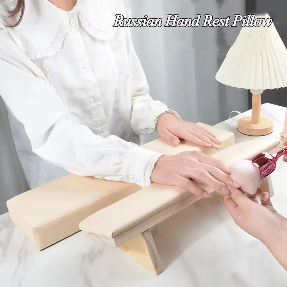 Tilt Design Beveled Hand Pillow Space-saving Hand Support Nail Arm Rest Cushion Wooden Base Soft Nail Art Stand Nail Art Tool