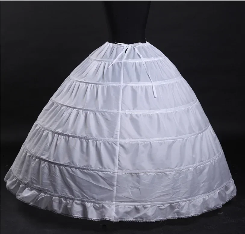 White Petticoat Under Skirt Bridal Ball Gowns Accessories Hoops Slip 6 Hoops