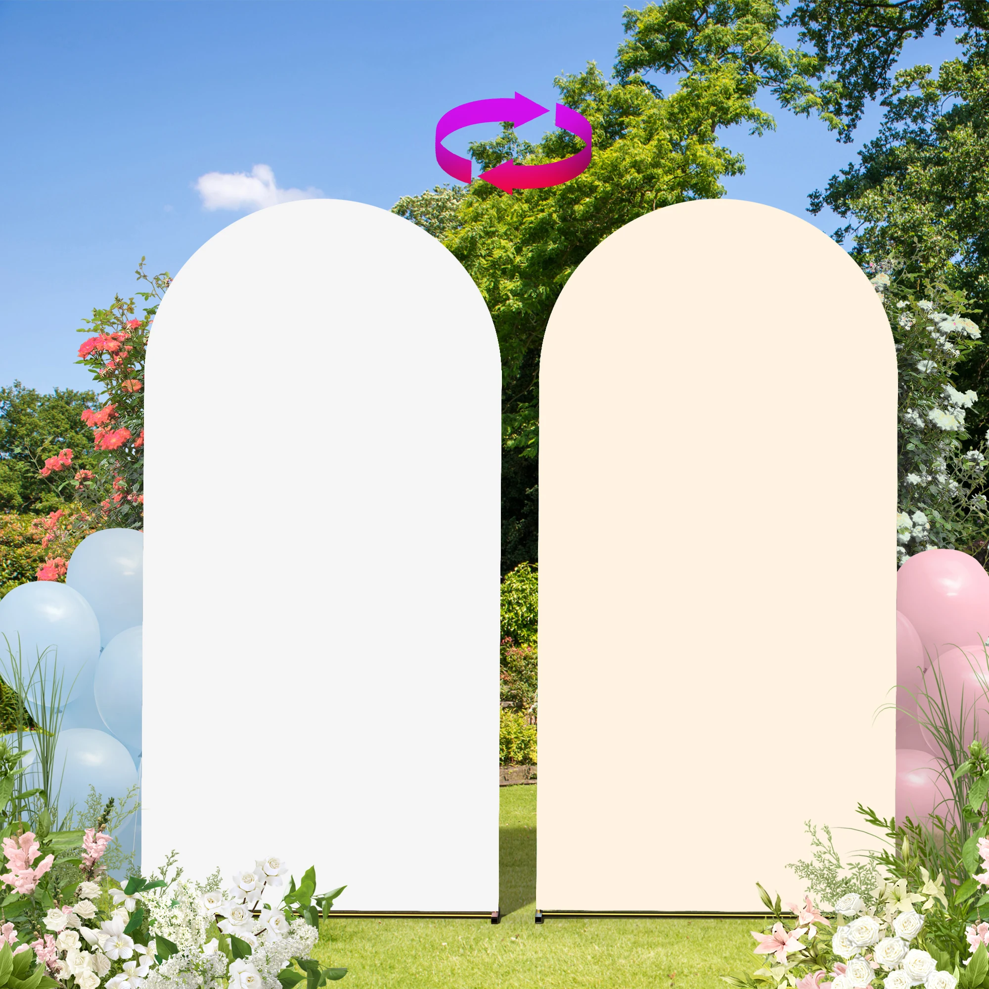 1 Peça, Capa para Arco de Casamento Branca + Bege, Capa de Poliéster Dupla Face Bicolor Ajustável para Arco de Casamento, Adequada para Festas de Aniversário, Cerimônias de Formatura, Casamentos, Eventos de Presentes, Decorações de Jardim
