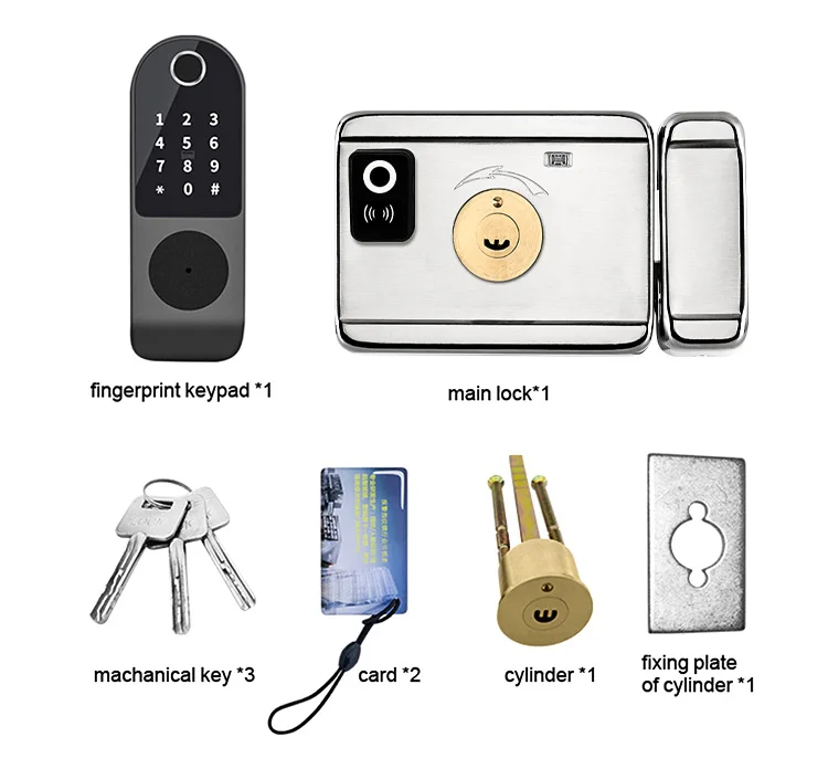 Waterdichte Outdoor Smart Lock Voor Houten Metalen Staal Gate Keyless Elektrische Velg Wifi Vingerafdruk Slot Met Tuya Smart Leven App