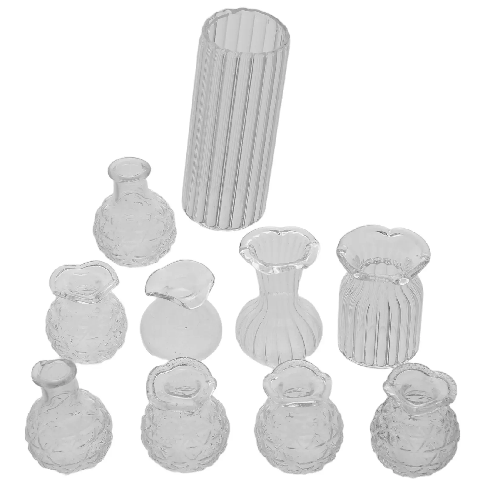 

1 комплект миниатюрных цветочных ваз, изготовленных с точностью, идеально подходящих для украшения миниатюрных домиков, мини-стеклянные вазы для искусственных цветочных композиций