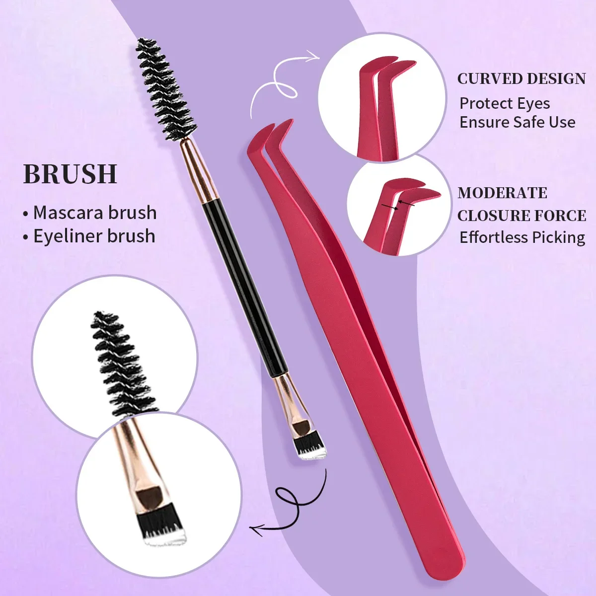 Mélange d'extensions de cils, bricolage, Styles, grappes de cils individuelles avec dissolvant de liaison et de joint, pincettes, brosse à cils, outil de maquillage pour les yeux