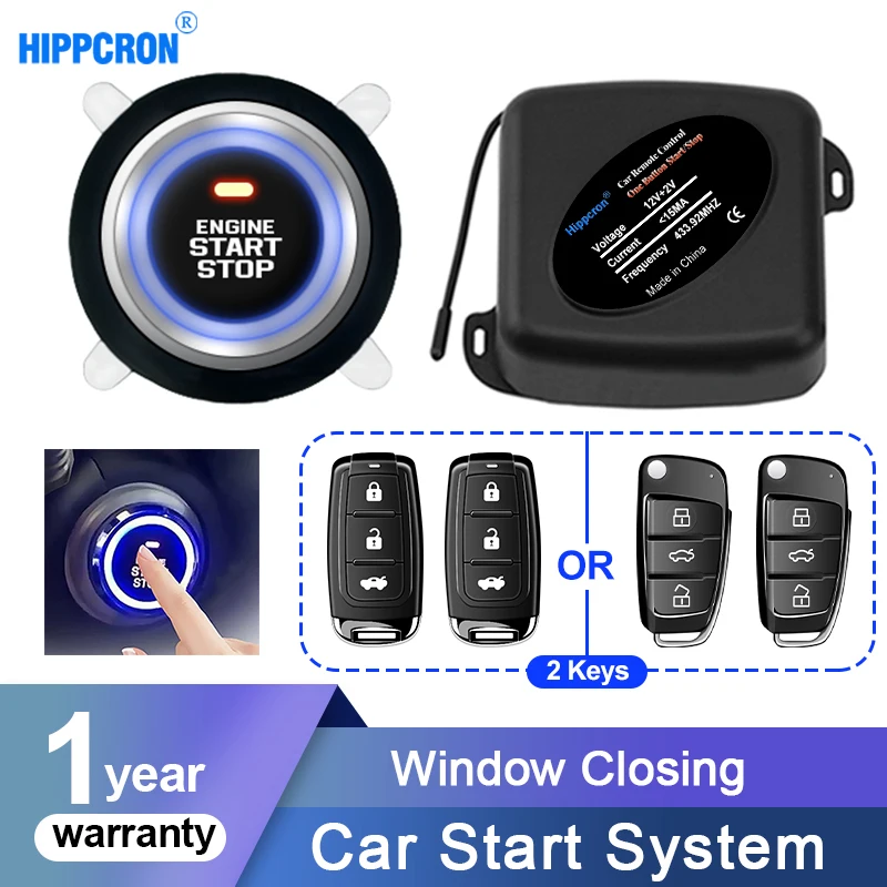 Hippcron Central Door Lock Car Remote Control Push Start System With Door Window Closing Trunk Control Universal 12V