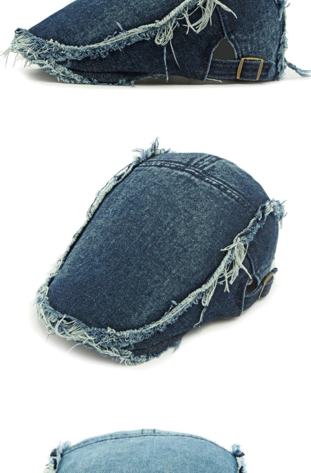 HT4792 Baskenmützen für Herren und Damen, Vintage Künstler-Mütze, Verstellbare Baumwoll-Ivy-Caps, Shabby Denim Baskenmütze – Detail 9