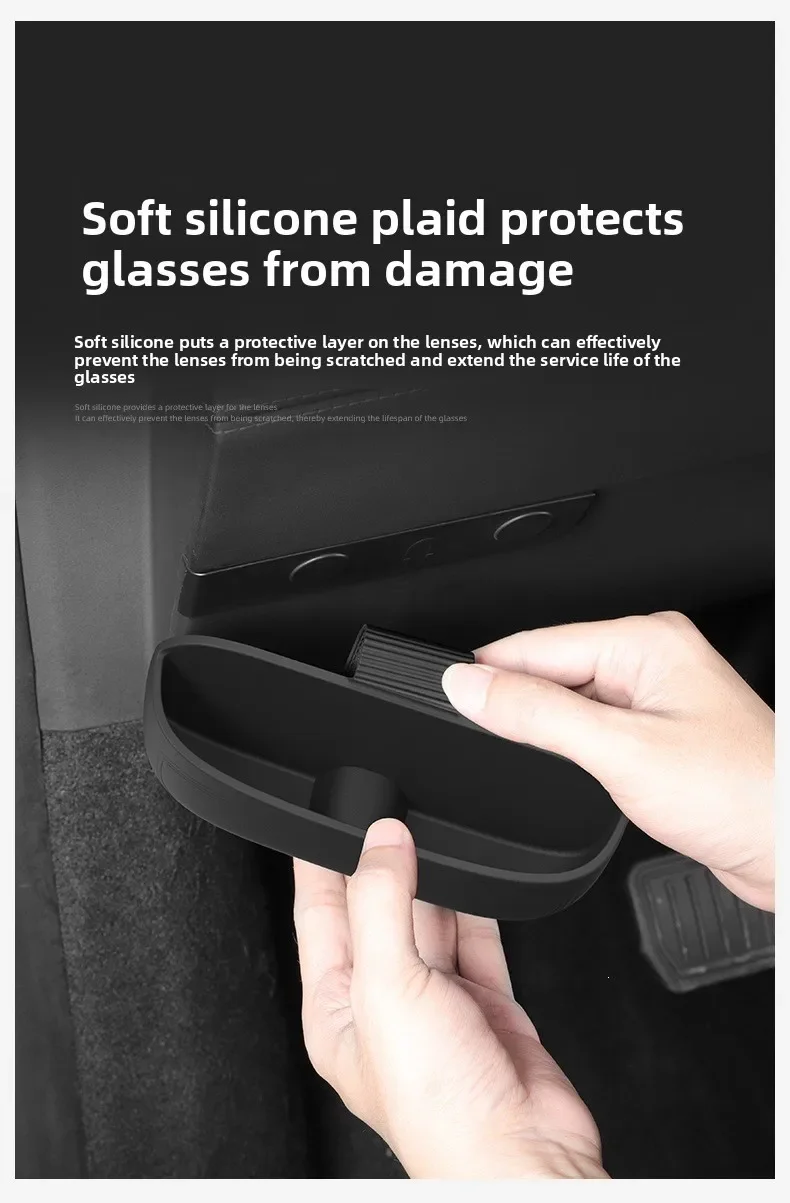 Mittelkonsole Brillenablage für Tesla Model 3 Highland Model Y Juniper YL Silikon Sonnenbrillenhalter Aufbewahrungsbox Auto-Innenraum – Detail 3