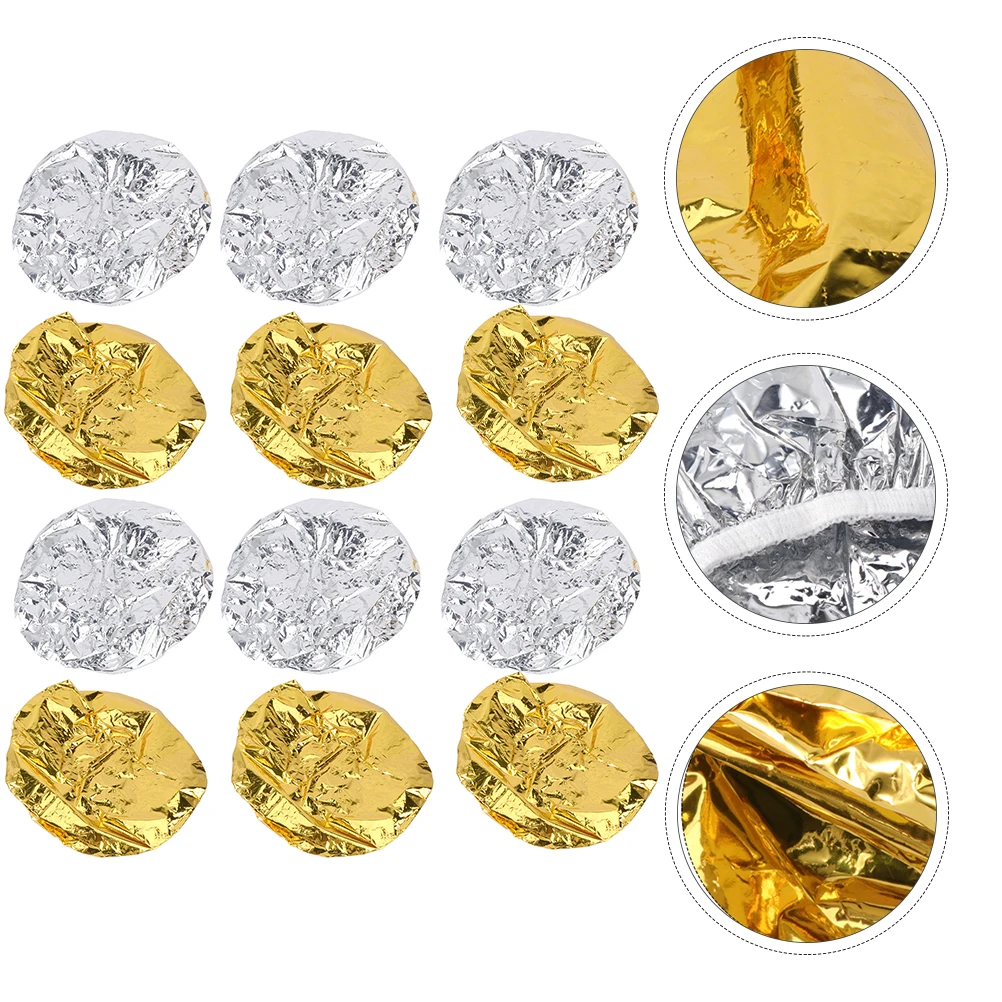 

12 Pcs Aluminum Foil Caps Heat Shield Deep Conditioning Reusable Easy Clean Hair Coloring Perms Thermal Salon Cap Processing Hat