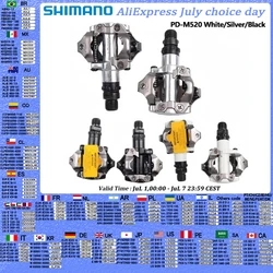 Shimano Deore M6000 M520 Pedal PD-M520 Double-sided Pedal SPD Black Silver Pedal For MTB Mountain Bike Pedal Center 55mm