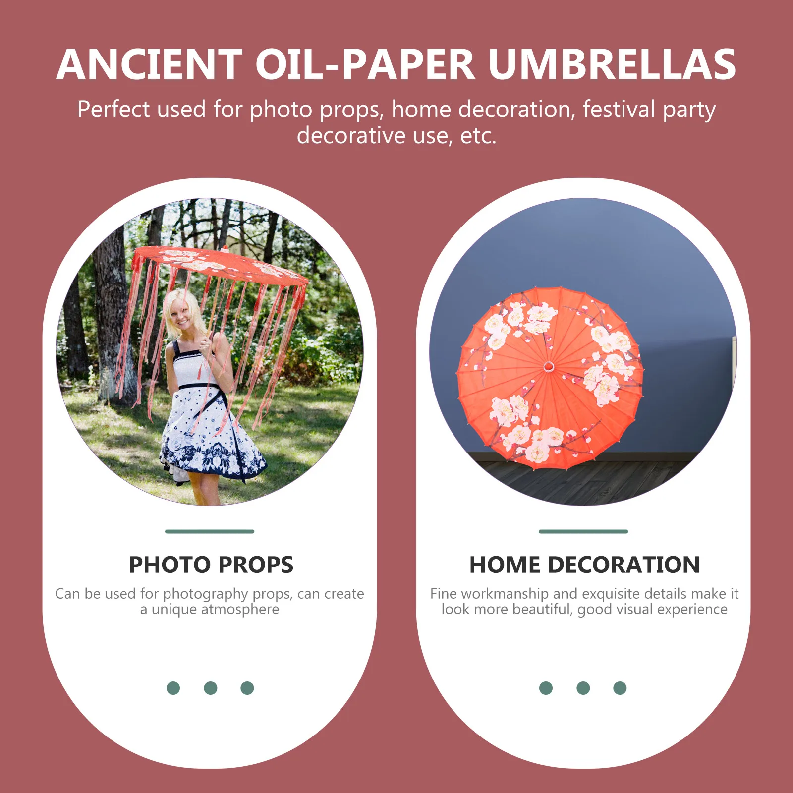 

Chic Decorative Silk Umbrella Delicate Japanese Style Patterned Umbrella For Photo Props Festival Home Decoration Stage