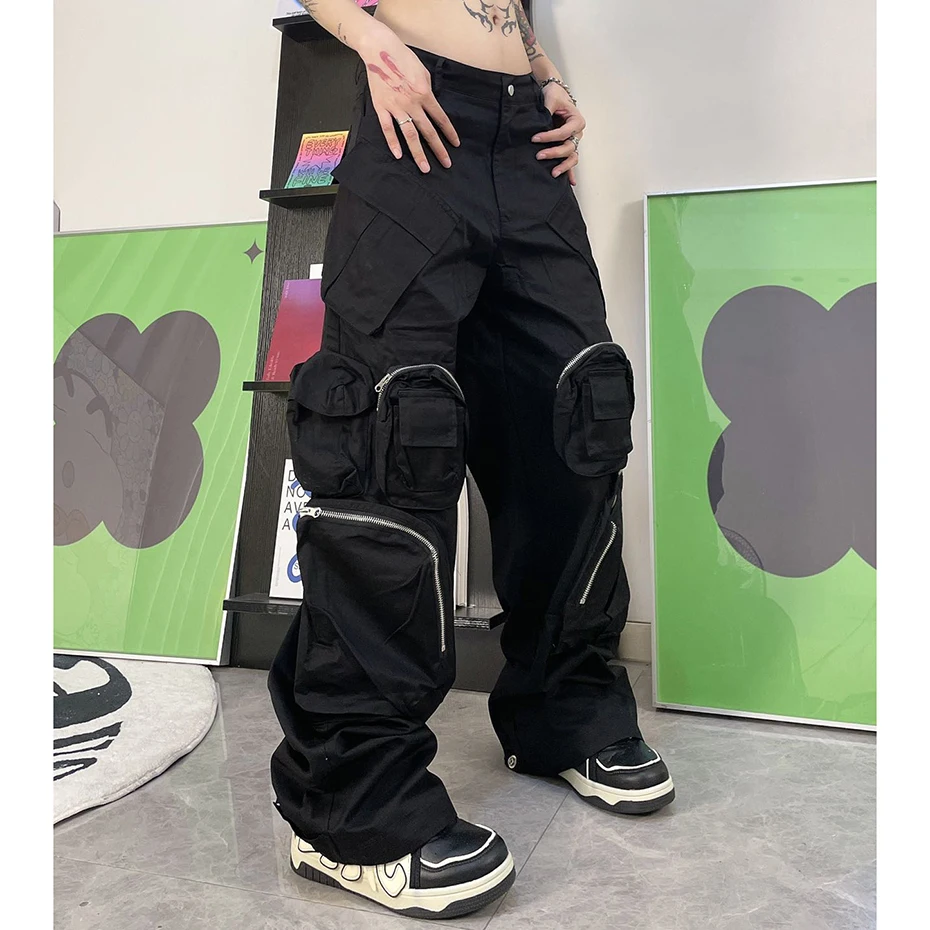 Techwear Baggy Cargo Pants Multi Pocket Luxury Designer Fashion Loose Pants Hip Hop Harajuku Black Trousers