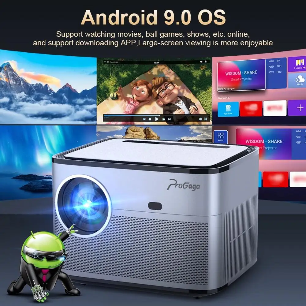 Imagem -02 - Progaga Pg550w Full hd 1080p Mini Projetor 4k Android 5g Wifi Auto Foco Projetor Pg550 Portátil 3d Smart Home Theater Vídeo Beamer Mini Projetor 4k Portátil Projetor Android Wifi 4k Home Theater de Casa