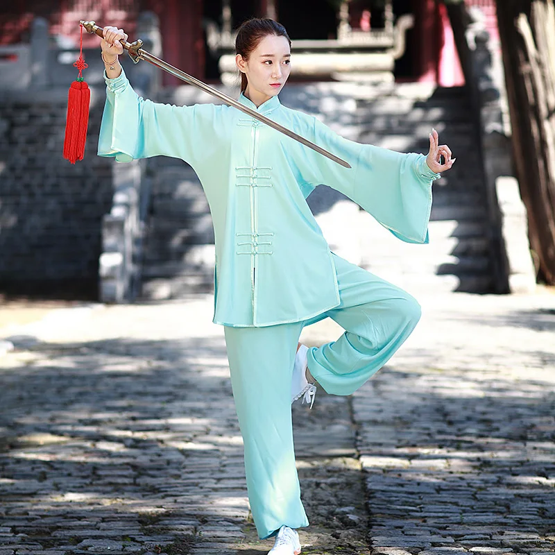 Women's Long Sleeve Tai Chi Suit Spring/Autumn Starlight Hemp Fabric Performance Qigong Martial Arts Wear for Adults