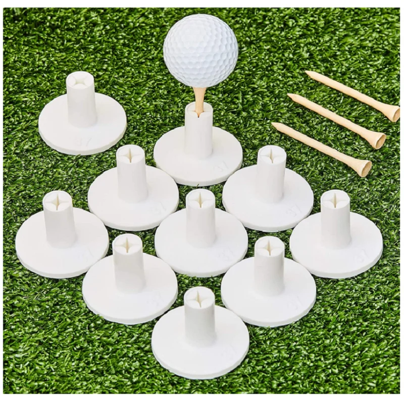 10 Set Golf Rubber Tee Holder Set For Driving Range Golf Practice Mat Indoor Outdoor Size 1.5 Inch 10 Golf Rubber Tee Holders