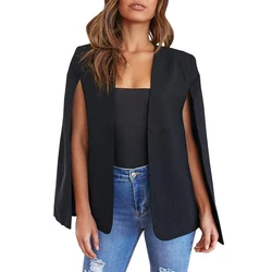 Spring and autumn leaderless design cape suit jacket office casual loose top cape collar open sleeve cape new women's jacket