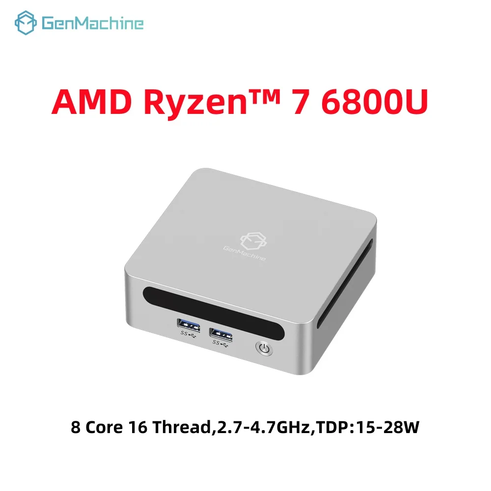 GenMachine Mini PC USB4 2.5G LAN  Ryzen 7 6800U Windows 11 DDR5 24G 6400Mhz WIFI6 Mini Pc Gaming Computer Diy Gaming Computer