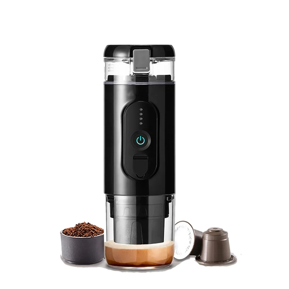 Portable Coffee Maker Travel Coffee Machine Compatible with Capsule and Coffee Powder USB Charging for Outdoor Car Office