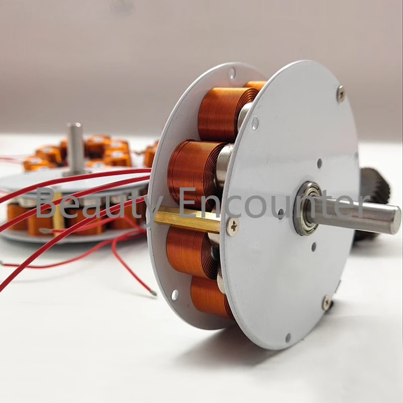 50W 24V Mini Disc Iron Core Generator Strong Magnetic Low Speed Multi-pole Three-phase Ac Generator 100-650rpm 85mm*25mm