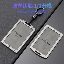 Leather Car Key Case Cover Shell for Hyundai Genesis GV80 GV90 G70 G90 GV70 GV60 Card 2023 Pure Electric G80 NFC Car Accessories