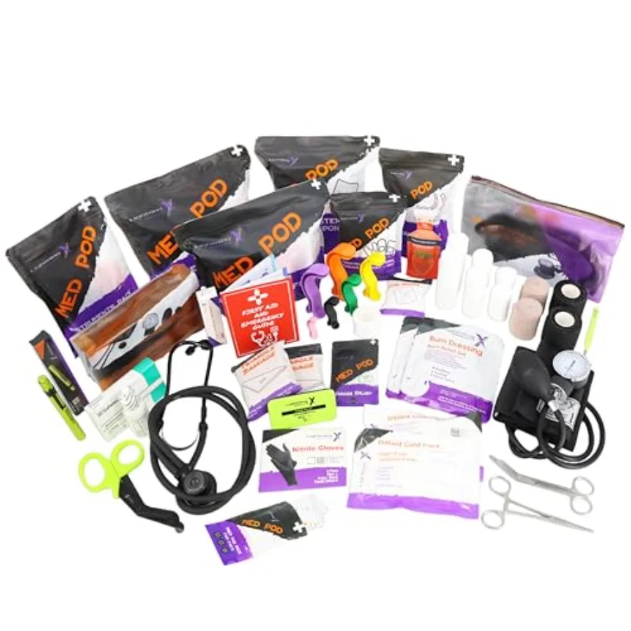

Lightning X Standard First Aid Responder EMT Medical Stocked Trauma Fill Kit LXSMK-B Black Tactical Grade Nylon with High Visib