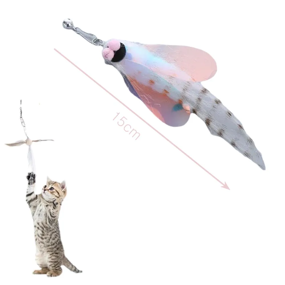 1PC Interactive Cat Feather Toy With BellToys Accessories Can be hung with a long pole צעצוע חתול מנוצת ציקד and telescopic pole