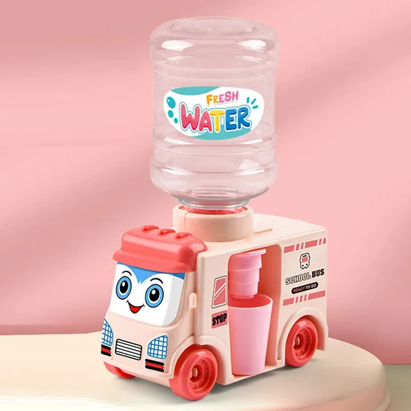 Dispensador de agua 2 en 1, Mini enfriador de agua simulado, juguetes para bebés, coche deslizante de empuje, juego de simulación, juguete de cocina, bebedero de salida, regalo para niños