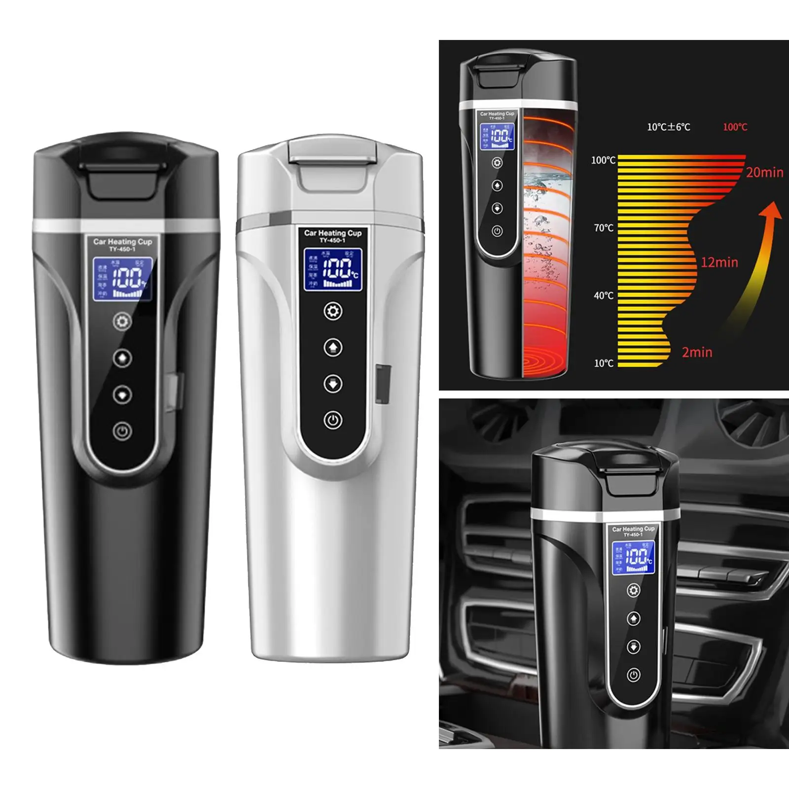 

Electric Car Kettle Heating Cup 12V 450ml Portable Truck Lighter Auto Shut