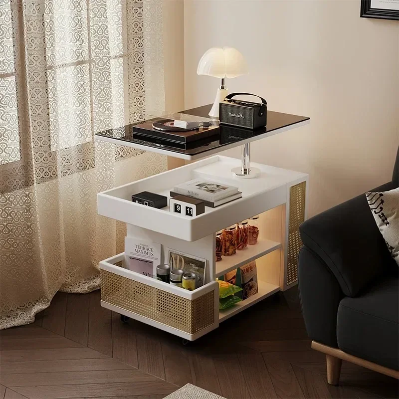 

X188 Lifting coffee table, sofa side cabinet, solid wood movable cart, living room small apartment household cart side table