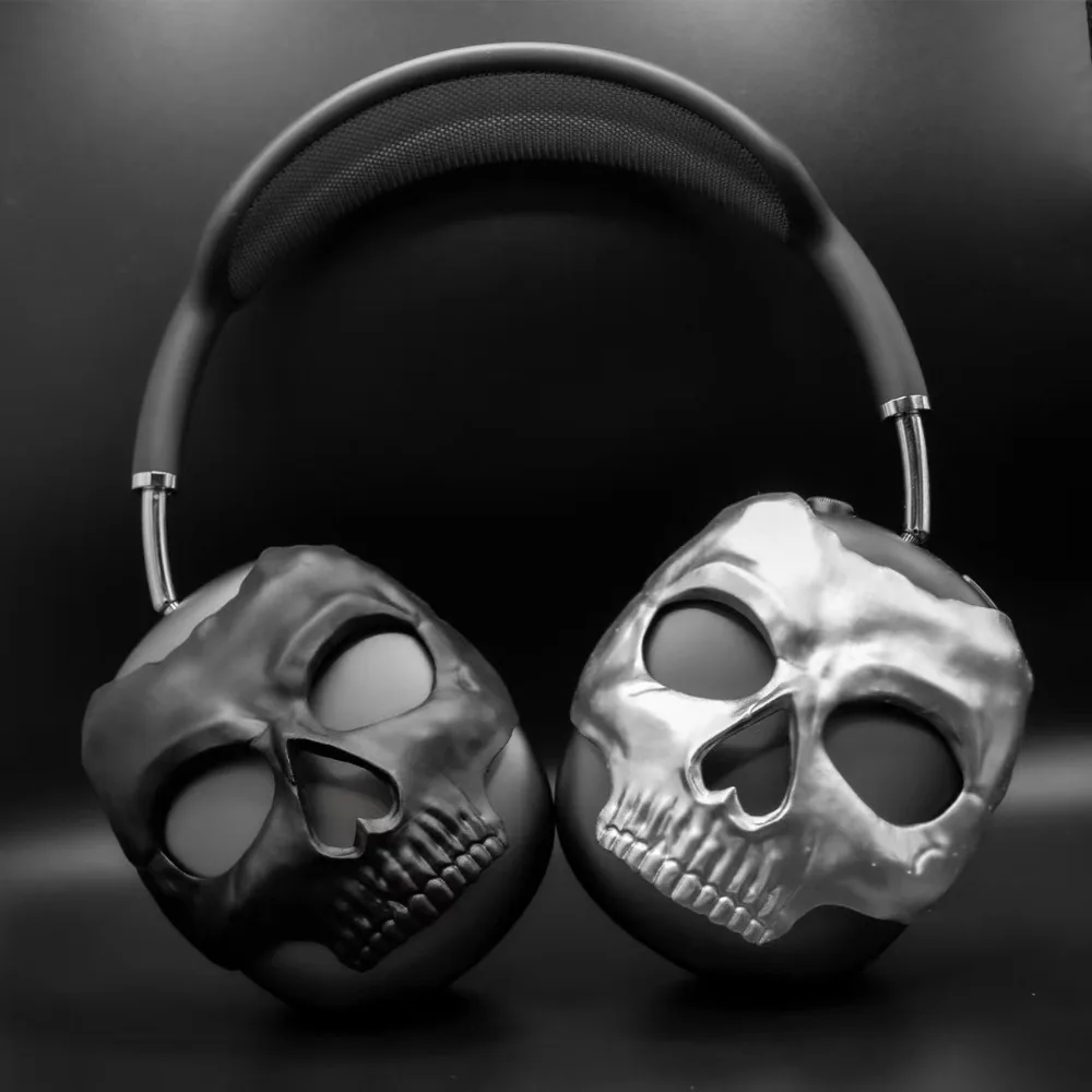 Cabeça de crânio fone de ouvido caso protetor 3d para airpodsmax1/2 resina casca dura ergonomia fone de ouvido caso wireles acessório leve