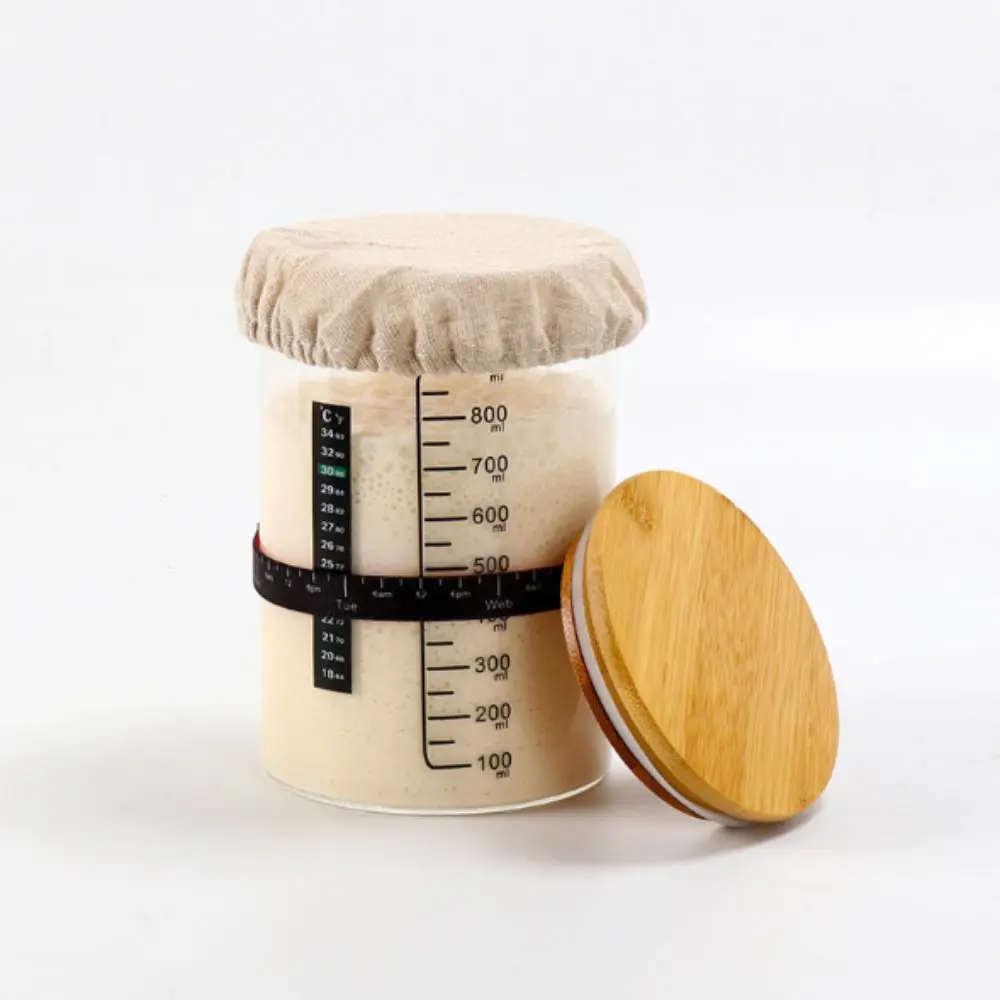 

900ml Capacity Sourdough Starter Jar 1000ml Capacity Clear Glass Material Clear Glass Jar Wide Mouth Design Kitchen Tools